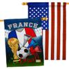 FIFA World Cup French Flags American Flag Banner Pack Patio Porch Lawn Garden Room Decorations Outdoor Tapestry Yard Signs Art Sports Fan Team Qatar Trophy Soccer Game Football Gifts Made in USA view 1