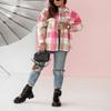 happlan Women's Flannel Plaid Button Down Shacket Shirt Jacket Cardigan Oversized(0376-ZPink-S) view 3