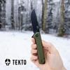 F1 Alpha Folding Pocket Knife - Modified Straight Back Blade, Titanium Coated D2 Steel, Ideal for Outdoor Camping and Backpacking, Tactical G10 OD Green Handle, Black Titanium Accents view 2