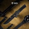 TEKTO F1 Alpha Folding Pocket Knife - Modified Straight Back Blade,Titanium Coated D2 Steel, Ideal for Outdoor Camping and Backpacking, Tactical Carbon Fiber Handle, Blue Titanium Accents view 3