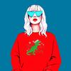 ALLNTRENDS Merry Rexmas Embroidered Ugly Sweater Christmas T Rex Sweatshirt (S, Royal Blue) view 4