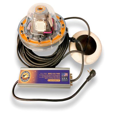 Mega-Watt Underwater LED Lighting System, Underwater Dock Light, Fish Light (3lb Anchor Weight Set, Orange, 80 Foot Power Cord)