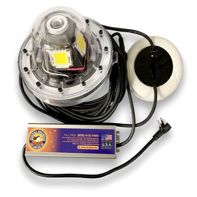Mega-Watt Underwater LED Lighting System, Underwater Dock Light, Fish Light (3lb Anchor Weight Set, White, 120 Foot Power Cord)
