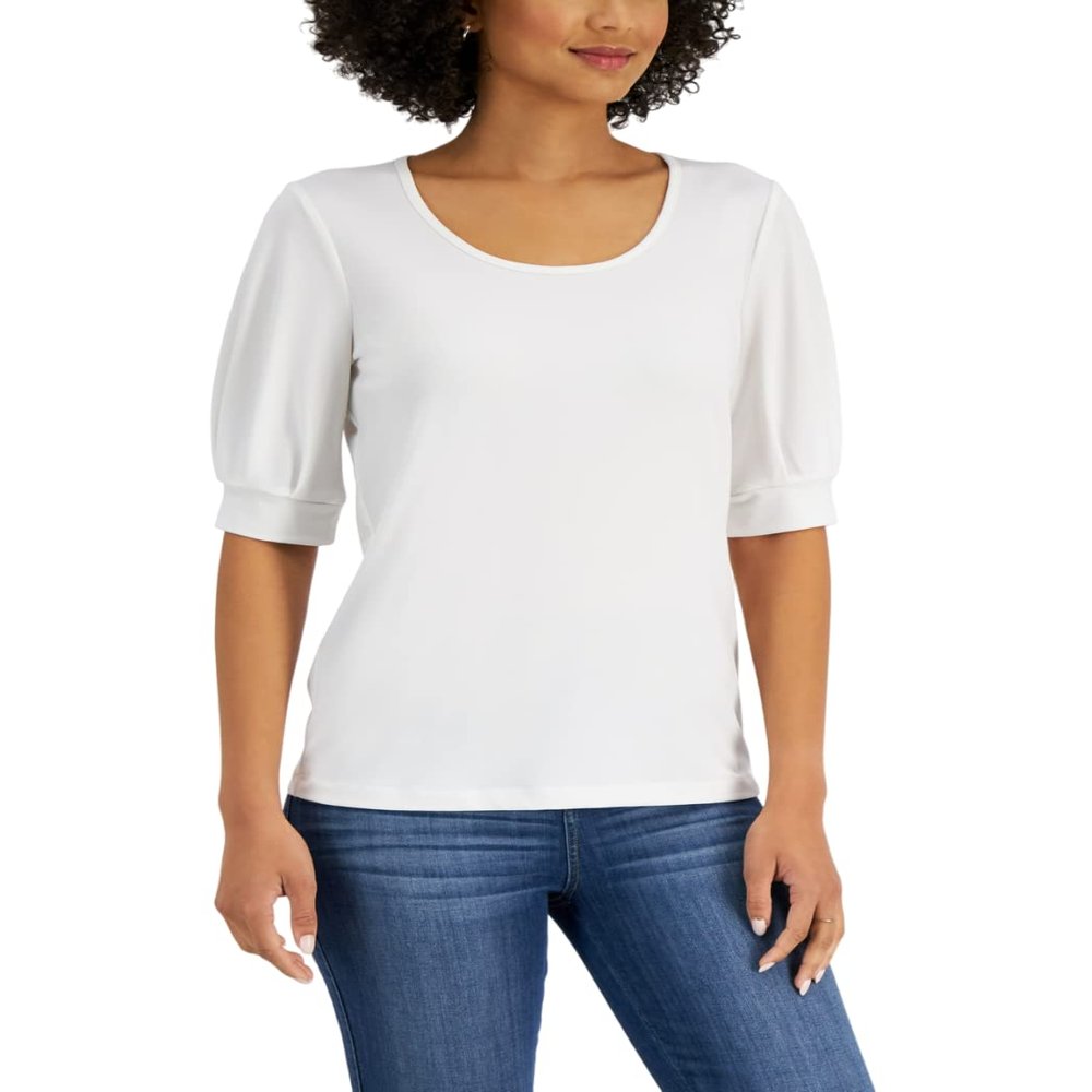 Puff Sleeve Moss Crepe Tee Vanilla Ice / M