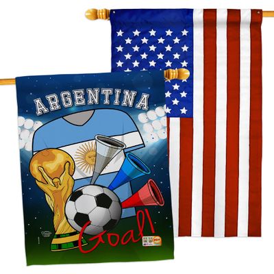 FIFA World Cup Argentine Flags American Flag Banner Pack Patio Porch Lawn Garden Room Decorations Outdoor Tapestry Yard Signs Art Team Qatar Trophy Soccer Game Football Gifts Made in USA