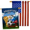 FIFA World Cup Argentine Flags American Flag Banner Pack Patio Porch Lawn Garden Room Decorations Outdoor Tapestry Yard Signs Art Team Qatar Trophy Soccer Game Football Gifts Made in USA view 1