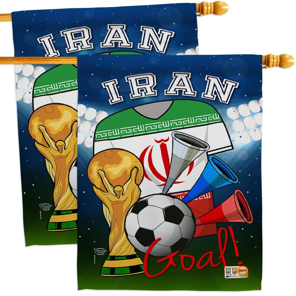 Ornament Collection FIFA World Cup Iranian Wall 2 Pcs Banner Flag Patio Lawn Garden Room Decorations Outdoor Tapestry Yard Signs Art Team Qatar Trophy Soccer Game Football Gifts, Made in USA