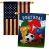 FIFA World Cup Portuguese Flags American Flag Banner Pack Patio Lawn Garden Patriotic Outdoor Decorations Indoor Tapestry Yard Signs Team Qatar Trophy Soccer Game Football Gifts Made In USA view 1