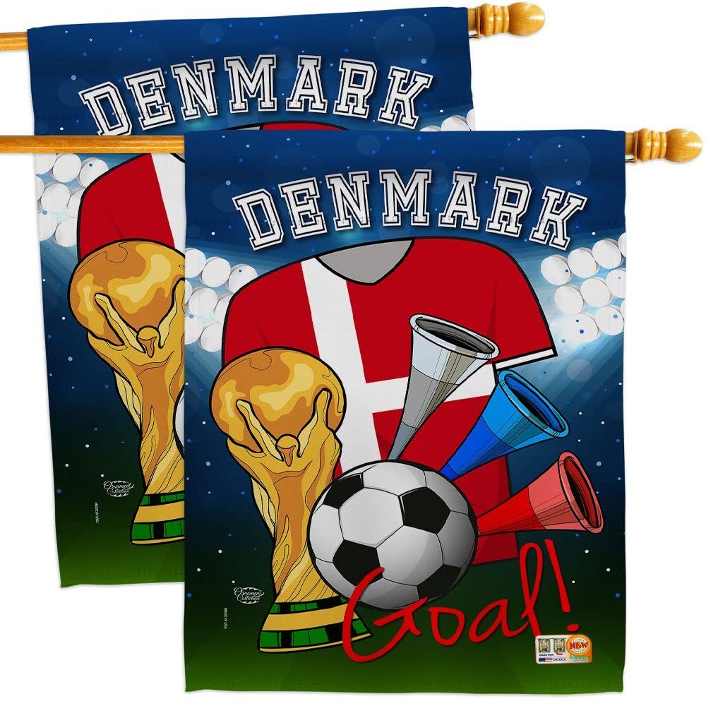 Ornament Collection FIFA World Cup Danish Wall 2 Pcs Banner Flag Patio Lawn Garden Room Decorations Outdoor Tapestry Yard Signs Art Team Qatar Trophy Soccer Game Football Gifts, Made in USA