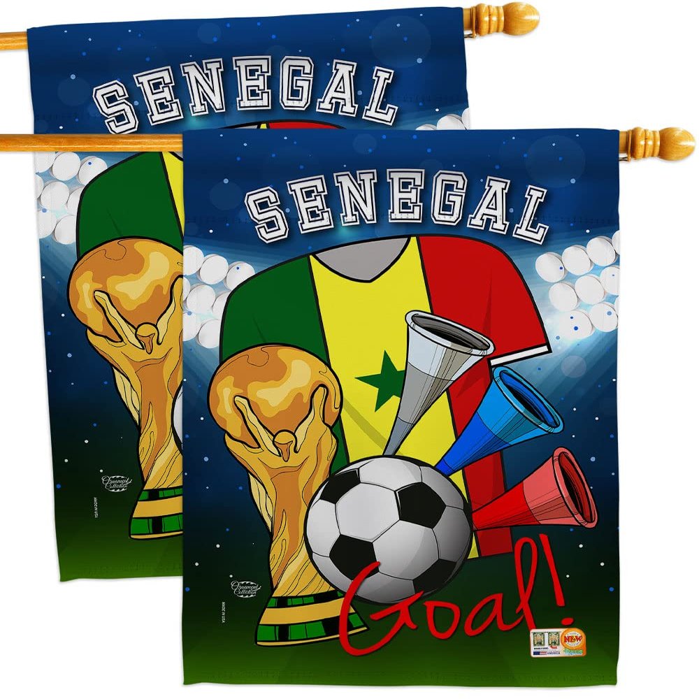 Ornament Collection FIFA World Cup Senegalese Wall 2 Pcs Banner Flag Patio Lawn Garden Room Decorations Outdoor Tapestry Yard Signs Art Team Qatar Trophy Soccer Game Football Gifts, Made in USA