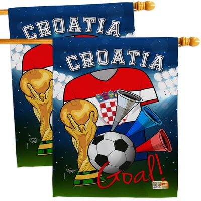 Ornament Collection FIFA World Cup Croatian Wall 2 Pcs Banner Flag Patio Lawn Garden Room Decorations Outdoor Tapestry Yard Signs Art Team Qatar Trophy Soccer Game Football Gifts, Made in USA