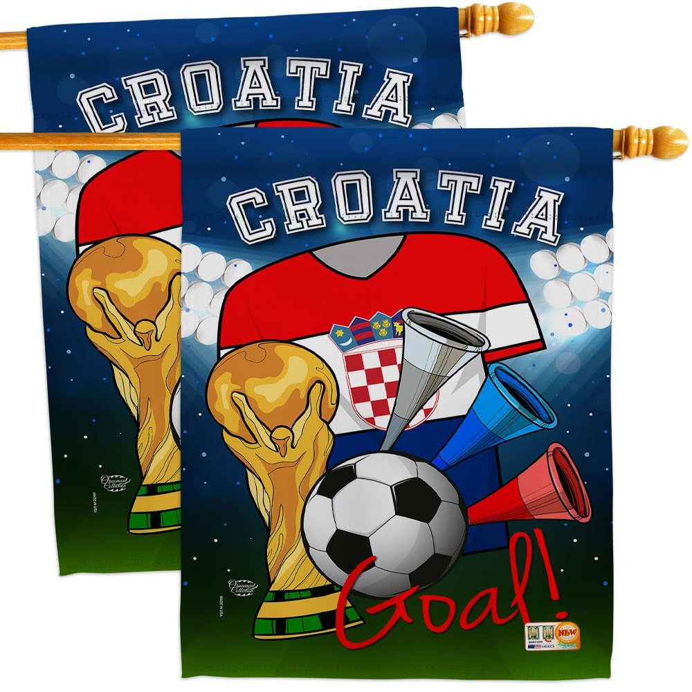 Ornament Collection FIFA World Cup Croatian Wall 2 Pcs Banner Flag Patio Lawn Garden Room Decorations Outdoor Tapestry Yard Signs Art Team Qatar Trophy Soccer Game Football Gifts, Made in USA