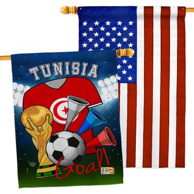 Ornament Collection FIFA World Cup Tunisian American Flag Banner Pack Patio Porch Lawn Garden Room Decorations Outdoor Tapestry Yard Signs Art Team Qatar Trophy Soccer Game Football Gifts, Made In USA