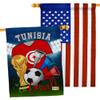 Ornament Collection FIFA World Cup Tunisian American Flag Banner Pack Patio Porch Lawn Garden Room Decorations Outdoor Tapestry Yard Signs Art Team Qatar Trophy Soccer Game Football Gifts, Made In USA view 1