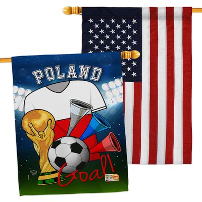 Ornament Collection FIFA World Cup Polish American Flag Banner Pack Wall Art Patio Porch Lawn Garden Outdoor Decorations Tapestry Yard Signs Team Qatar Trophy Soccer Game Football Gifts, Made in USA