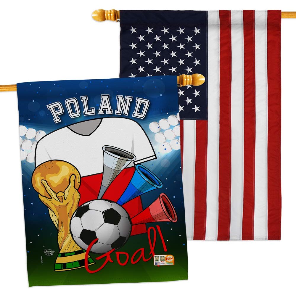Ornament Collection FIFA World Cup Polish American Flag Banner Pack Wall Art Patio Porch Lawn Garden Outdoor Decorations Tapestry Yard Signs Team Qatar Trophy Soccer Game Football Gifts, Made in USA