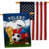 Ornament Collection FIFA World Cup Polish American Flag Banner Pack Wall Art Patio Porch Lawn Garden Outdoor Decorations Tapestry Yard Signs Team Qatar Trophy Soccer Game Football Gifts, Made in USA view 1