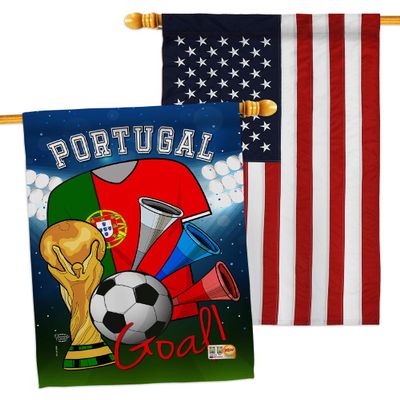 FIFA World Cup Portuguese Flags American Flag Banner Pack Wall Art Patio Porch Lawn Garden Outdoor Decorations Tapestry Yard Signs Team Qatar Trophy Soccer Game Football Gifts Made in USA