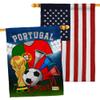 FIFA World Cup Portuguese Flags American Flag Banner Pack Wall Art Patio Porch Lawn Garden Outdoor Decorations Tapestry Yard Signs Team Qatar Trophy Soccer Game Football Gifts Made in USA view 1