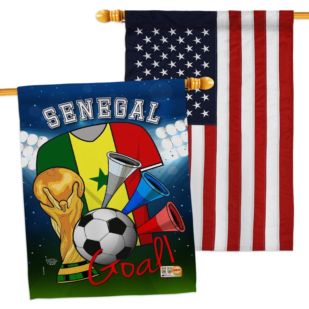 FIFA World Cup Senegalese Flags American Flag Banner Pack Wall Art Patio Porch Lawn Garden Outdoor Decorations Tapestry Yard Signs Team Qatar Trophy Soccer Game Football Gifts Made in USA
