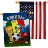 FIFA World Cup Senegalese Flags American Flag Banner Pack Wall Art Patio Porch Lawn Garden Outdoor Decorations Tapestry Yard Signs Team Qatar Trophy Soccer Game Football Gifts Made in USA view 1