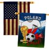 Ornament Collection FIFA World Cup Polish American Flag Banner Pack Patio Lawn Garden Patriotic Outdoor Decorations Indoor Tapestry Yard Signs Team Qatar Trophy Soccer Game Football Gifts, Made In USA view 1