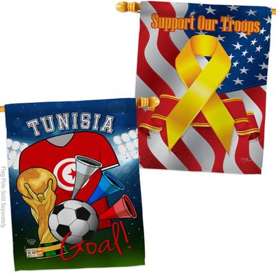 FIFA World Cup Tunisian Flags Support Our Troops Banner Pack Wall Art Flag Room Decorations Indoor Outdoor Tapestry Yard Signs Team Qatar Trophy Soccer Game Football Gifts Made In USA