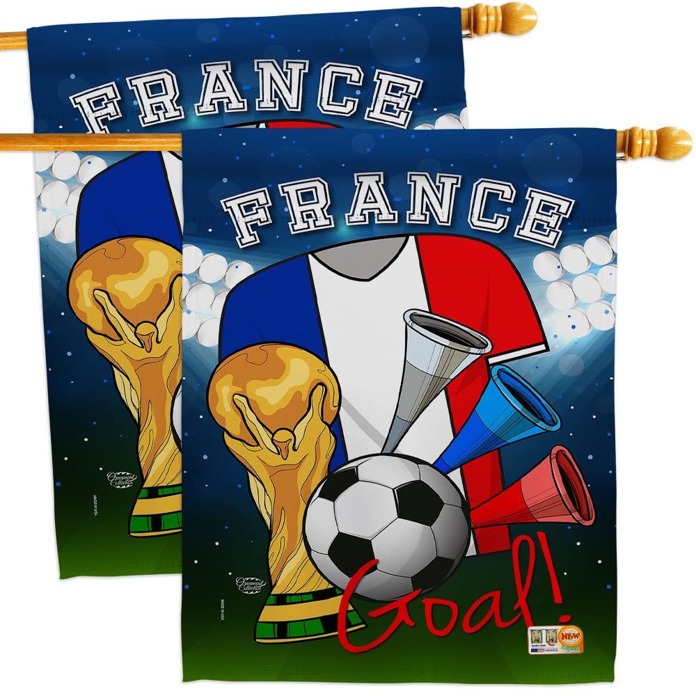 Ornament Collection FIFA World Cup French Wall 2 Pcs Banner Flag Patio Lawn Garden Room Decorations Outdoor Tapestry Yard Signs Art Team Qatar Trophy Soccer Game Football Gifts, Made in USA