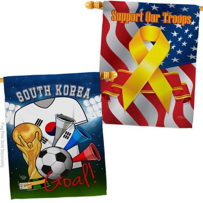 Ornament Collection FIFA World Cup Korean Support Our Troops Banner Pack Wall Art Flag Room Decorations Indoor Outdoor Tapestry Yard Signs Team Qatar Trophy Soccer Game Football Gifts, Made in USA