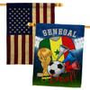 FIFA World Cup Senegalese Flags American Flag Banner Pack Patio Lawn Garden Patriotic Outdoor Decorations Indoor Tapestry Yard Signs Team Qatar Trophy Soccer Game Football Gifts Made In USA view 1