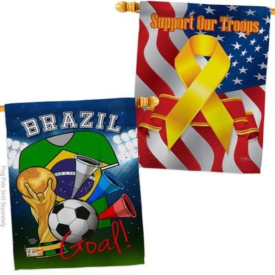 Ornament Collection FIFA World Cup Brazilian Support Our Troops Banner Pack Wall Art Flag Room Decorations Indoor Outdoor Tapestry Yard Signs Team Qatar Trophy Soccer Game Football Gifts, Made in USA