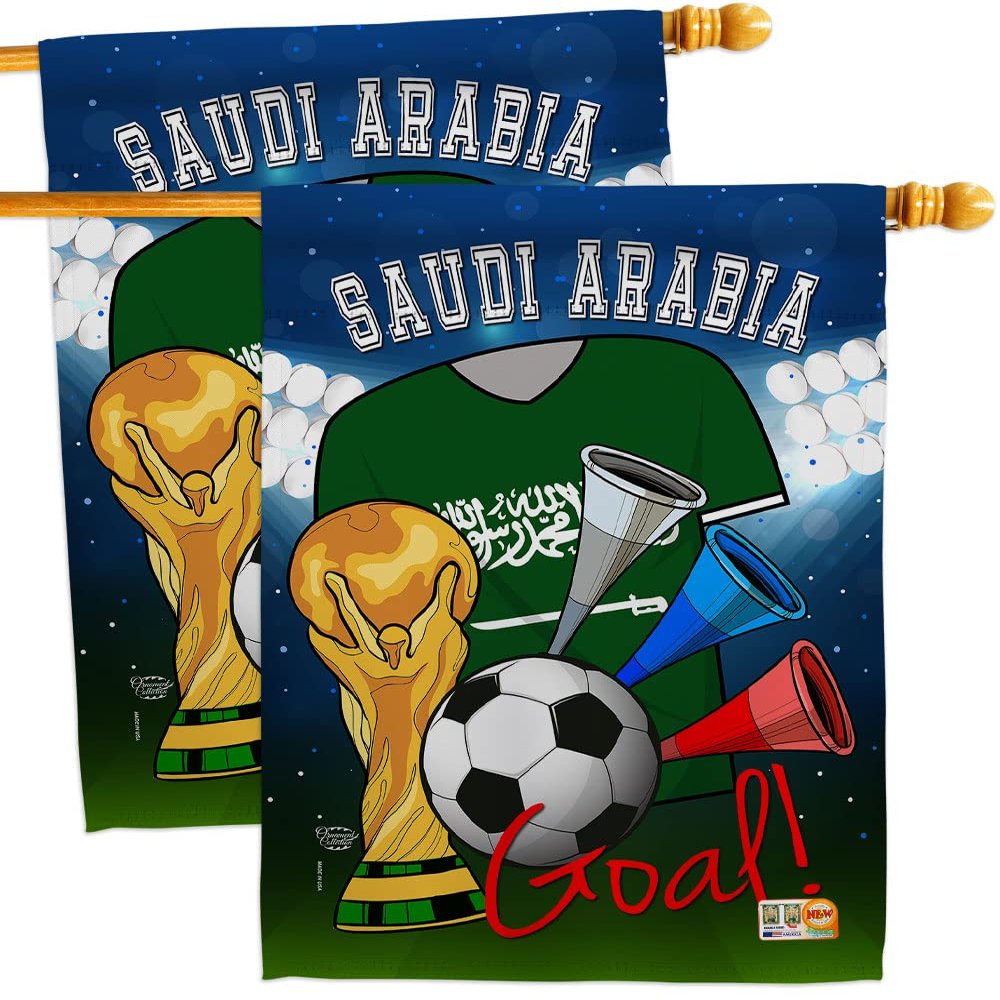 Ornament Collection FIFA World Cup Saudi Wall 2 Pcs Banner Flag Patio Lawn Garden Room Decorations Outdoor Tapestry Yard Signs Art Team Qatar Trophy Soccer Game Football Gifts, Made in USA