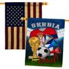 FIFA World Cup Serbian Flags American Flag Banner Pack Patio Lawn Garden Patriotic Outdoor Decorations Indoor Tapestry Yard Signs Team Qatar Trophy Soccer Game Football Gifts Made In USA view 1