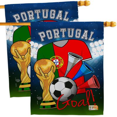 Ornament Collection FIFA World Cup Portuguese Wall 2 Pcs Banner Flag Patio Lawn Garden Room Decorations Outdoor Tapestry Yard Signs Art Team Qatar Trophy Soccer Game Football Gifts, Made in USA