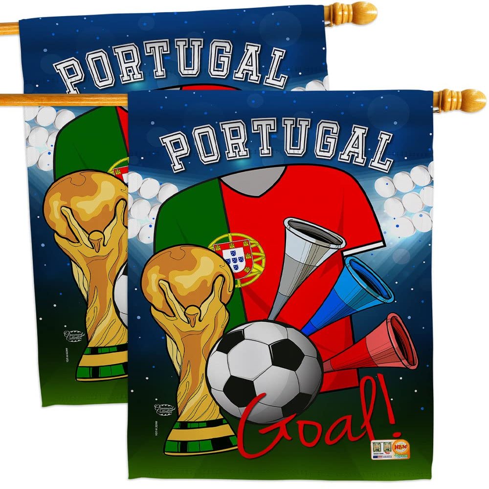 Ornament Collection FIFA World Cup Portuguese Wall 2 Pcs Banner Flag Patio Lawn Garden Room Decorations Outdoor Tapestry Yard Signs Art Team Qatar Trophy Soccer Game Football Gifts, Made in USA