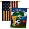 Ornament Collection FIFA World Cup Saudi American Flag Banner Pack Patio Lawn Garden Patriotic Outdoor Decorations Indoor Tapestry Yard Signs Team Qatar Trophy Soccer Game Football Gifts, Made in USA view 1