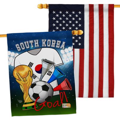 Ornament Collection FIFA World Cup Korean American Flag Banner Pack Wall Art Patio Porch Lawn Garden Outdoor Decorations Tapestry Yard Signs Team Qatar Trophy Soccer Game Football Gifts, Made in USA