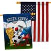 Ornament Collection FIFA World Cup Korean American Flag Banner Pack Wall Art Patio Porch Lawn Garden Outdoor Decorations Tapestry Yard Signs Team Qatar Trophy Soccer Game Football Gifts, Made in USA view 1