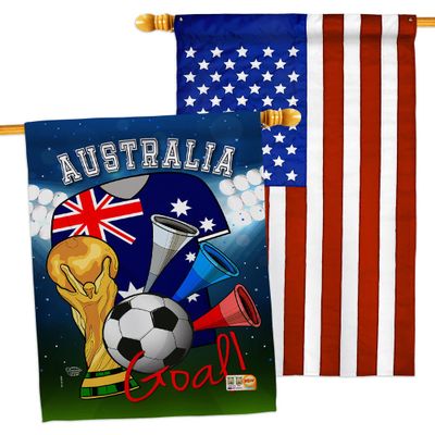 FIFA World Cup Australian Flags American Flag Banner Pack Patio Porch Lawn Garden Room Decorations Outdoor Tapestry Yard Signs Art Team Qatar Trophy Soccer Game Football Gifts Made in USA