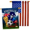 FIFA World Cup Australian Flags American Flag Banner Pack Patio Porch Lawn Garden Room Decorations Outdoor Tapestry Yard Signs Art Team Qatar Trophy Soccer Game Football Gifts Made in USA view 1