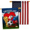 Ornament Collection FIFA World Cup Swiss American Flag Banner Pack Wall Art Patio Porch Lawn Garden Outdoor Decorations Tapestry Yard Signs Team Qatar Trophy Soccer Game Football Gifts, Made in USA view 1