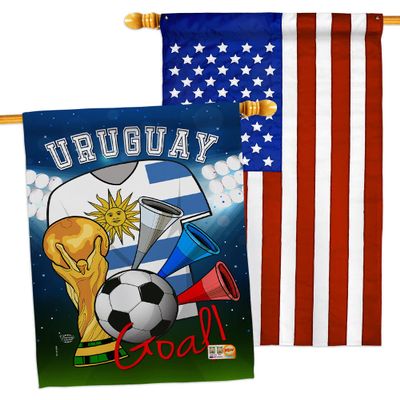 FIFA World Cup Uruguayan Flags American Flag Banner Pack Patio Porch Lawn Garden Room Decorations Outdoor Tapestry Yard Signs Art Team Qatar Trophy Soccer Game Football Gifts Made in USA