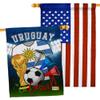 FIFA World Cup Uruguayan Flags American Flag Banner Pack Patio Porch Lawn Garden Room Decorations Outdoor Tapestry Yard Signs Art Team Qatar Trophy Soccer Game Football Gifts Made in USA view 1