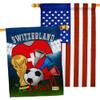 Ornament Collection FIFA World Cup Swiss American Flag Banner Pack Patio Porch Lawn Garden Room Decorations Outdoor Tapestry Yard Signs Art Team Qatar Trophy Soccer Game Football Gifts, Made in USA view 1