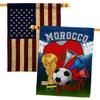 FIFA World Cup Moroccan Flags American Flag Banner Pack Patio Lawn Garden Patriotic Outdoor Decorations Indoor Tapestry Yard Signs Team Qatar Trophy Soccer Game Football Gifts Made In USA view 1