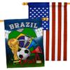 FIFA World Cup Brazilian Flags American Flag Banner Pack Patio Porch Lawn Garden Room Decorations Outdoor Tapestry Yard Signs Art Team Qatar Trophy Soccer Game Football Gifts Made in USA view 1