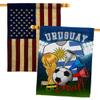 FIFA World Cup Uruguayan Flags American Flag Banner Pack Patio Lawn Garden Patriotic Outdoor Decorations Indoor Tapestry Yard Signs Team Qatar Trophy Soccer Game Football Gifts Made In USA view 1