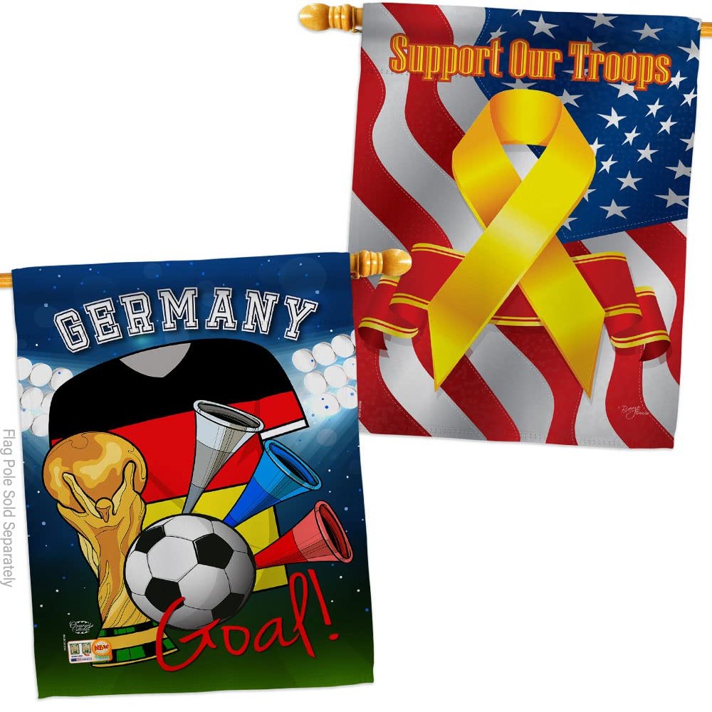 Ornament Collection FIFA World Cup German Support Our Troops Banner Pack Wall Art Flag Room Decorations Indoor Outdoor Tapestry Yard Signs Team Qatar Trophy Soccer Game Football Gifts, Made in USA