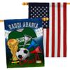 Ornament Collection FIFA World Cup Saudi American Flag Banner Pack Wall Art Patio Porch Lawn Garden Outdoor Decorations Tapestry Yard Signs Team Qatar Trophy Soccer Game Football Gifts, Made in USA view 1