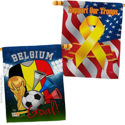 Ornament Collection FIFA World Cup Belgian Support Our Troops Banner Pack Wall Art Flag Room Decorations Indoor Outdoor Tapestry Yard Signs Team Qatar Trophy Soccer Game Football Gifts, Made in USA